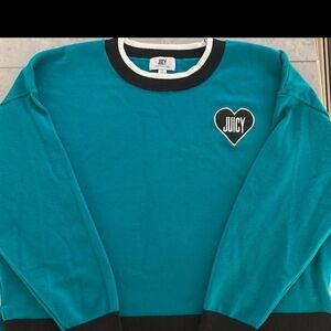 Juicy Couture Teal Crewneck Sweatshirt Heart Logo Y2K Size LG